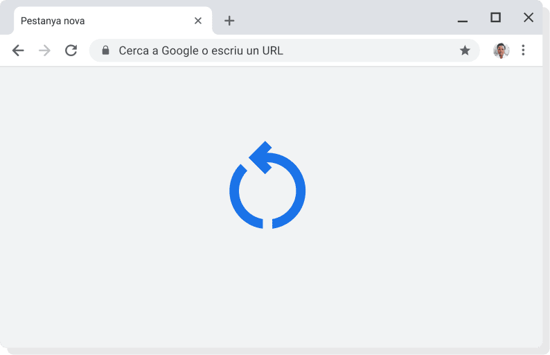 S'actualitza automàticament Interfície d'usuari de Chrome amb la icona que indica que s'està aplicant l'actualització