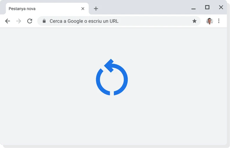 Interfície d'usuari de Chrome amb la icona que indica que s'està aplicant l'actualització