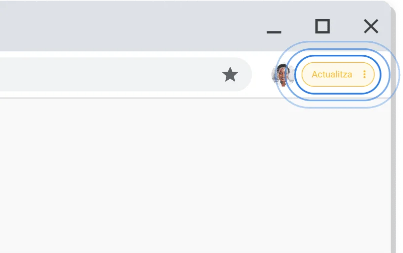 Aplicar una actualització pendent Interfície d'usuari de Chrome que alerta que hi ha una actualització pendent